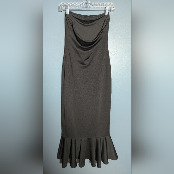 Superdown Ruffle Mermaid Black Dress Women's Size M Formal Wedding Holiday Party - Picture 6 of 8
